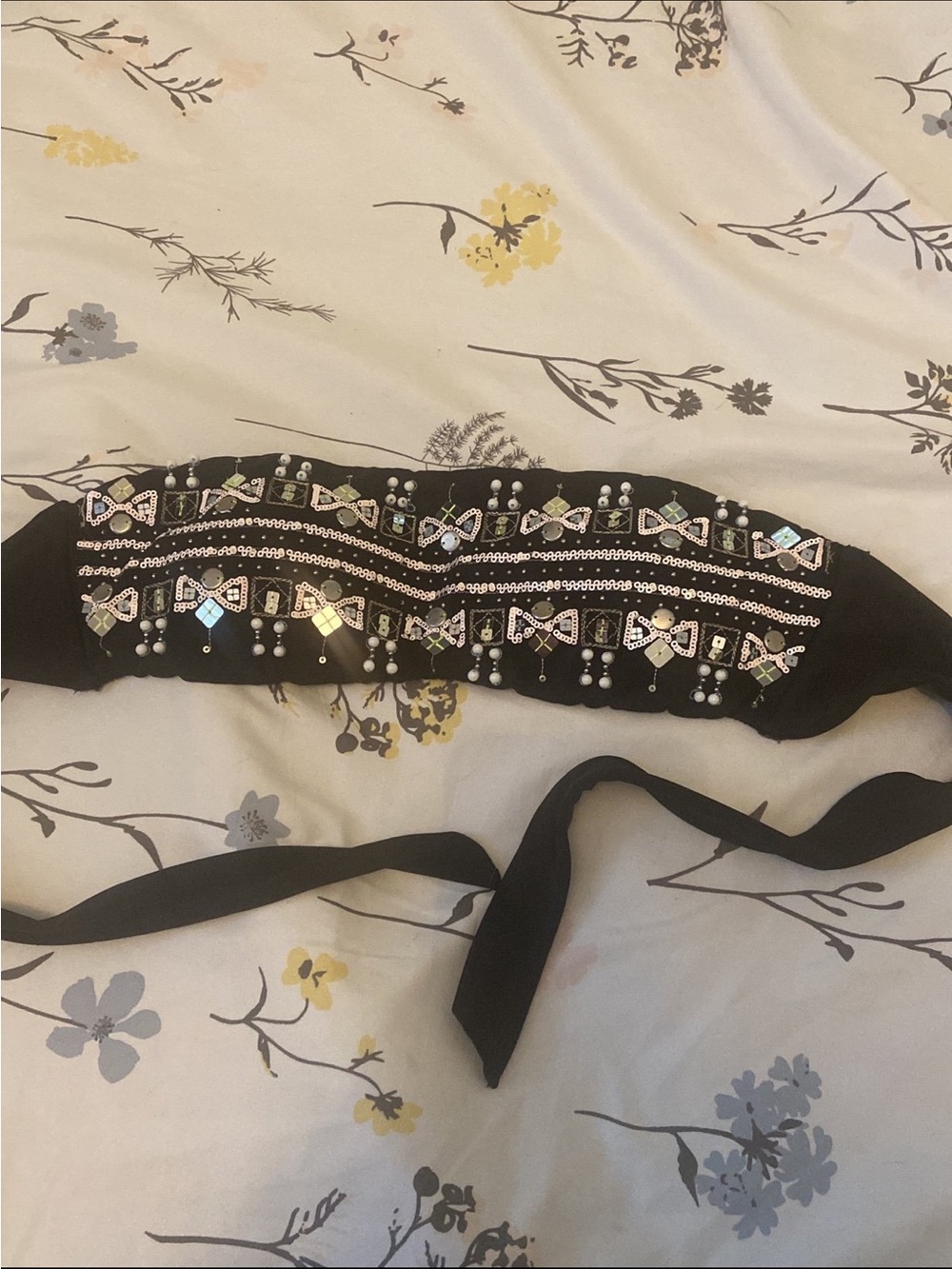 Victoria's Secret Black Beaded Bandeau Bikini Top